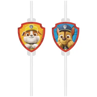Festivalartikel Trinkhalme Paw Patrol Trinkhalme 4 Stück Papierstrohhalme Einweg Strohhalme bunt