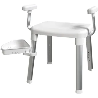 Bischof Tray Comfort Dusch- und Badhocker mit schwenkbarer Ablage 28x21cm und 360° drehbarer Sitzfläche weiß