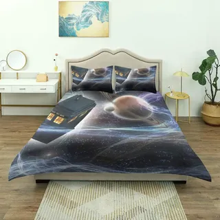 Yaoni Bettbezug, Doctor Who Tardis Dans Sternenhimmel Hintergrund, Luxus Bettwäsche Set Bequeme leichte Mikrofaser