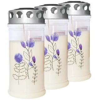 JEKA-Motivkerze "Kleeblüte", 100% Pflanzenöl, Brenndauer bis 4 Tage, 75/170 mm, 3 St.