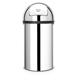 Brabantia Abfallbehälter Push Bin, 60 Liter, Idealer Abfalleimer für große Mengen Abfall, Farbe: Brilliant Steel