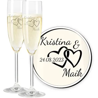 LEONARDO Sektgläser Daily, Hochzeitsgläser mit Gravur, graviert mit Namen/Wunschnamen, Geschenk zur Hochzeit, Hochzeitstag, Silberhochzeit, Goldene Hochzeit, Jubiläum, Verlobung, Standesamt