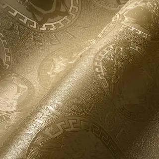 A.S. Création VERSACE WALLPAPER Gold Metallic Luxus Tapete Designer Vliestapete Logo Medusa 384611 10,05x0,70m Made in Germany