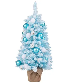 KOMFOTTEU Künstlicher Weihnachtsbaum, kleiner Dekobaum mit 136 Spitzen blau