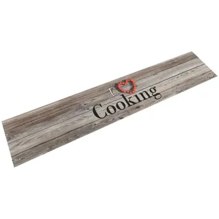 vidaXL Küchenteppich Waschbar Cooking Grau 60x300 cm Samt