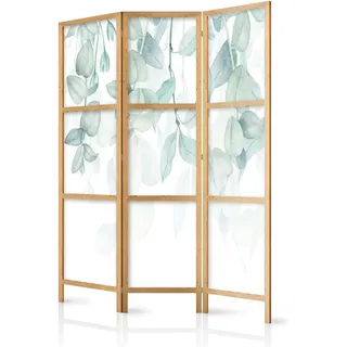 murando - Paravent Innen Raumteiler Holz 135x172 cm 3-teilig Japanische Trennwand Raumtrenner Room Divider Mobiler Sichtschutz Spanische Wand Raum Abtrennung grüne Blätter Botanik b-C-0594-bh-b
