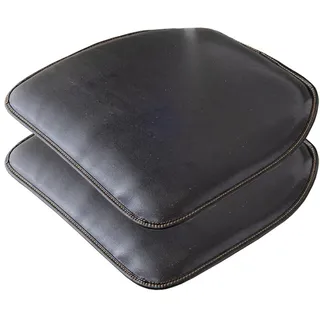 KKPW Leder-Küchenstuhlkissen,geformtes Sitzkissen und Esszimmerstuhlpolster,43 x 40 cm,rutschfeste Gummirückseite,2/4 Packungen (Farbe: Schwarz,Größe: 2er-Set)