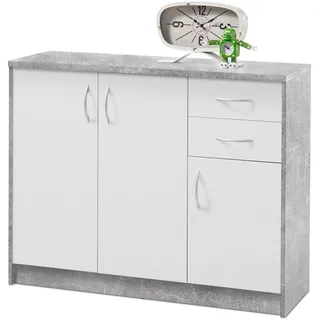 Die Möbelfundgrube Highboard 109 x 112 cm Betonoptik / Weiß