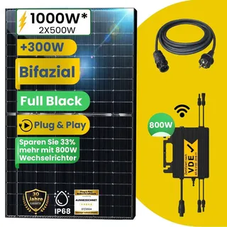 1000W Balkonkraftwerk Bifazial Komplettset 800W Photovoltaik Solaranlage mit Astro WIFI Wechselrichter Mini PV Anlage