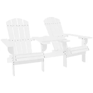 vidaXL Gartenstuhl Garten-Adirondack-Stühle mit Teetisch Massivholz Tanne Weiß