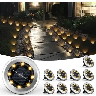 Set Mit 10 Wasserdichten Mini-solarleuchten Für Garten, Terrasse, Hof, Einfahrt, Gehweg (warmweiß)
