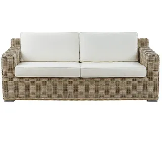 Beliani Gartensofa hellbraun/cremeweiß Rattan 2-Sitzer Outdoor Garten Terasse klassisch