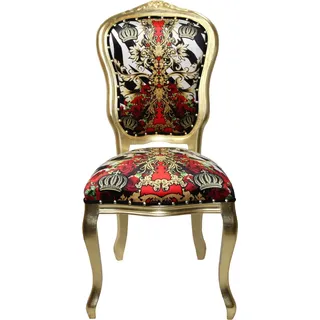 Harald Glööckler Casa Padrino Luxus Barock Esszimmer Stuhl Pompöös von Harald Glööckler Schwarz / Weiß / Rot / Gold 50 x 60 x 104 cm
