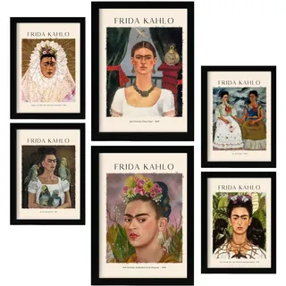 POSTER Set Mit 6 Frida Kahlo Posterblatt Malergalerie Dekorative Gemälde Für Ihr Wohnzimmer, Schlafzimmer, Zuhause Wandkunstdrucke A3 & A4 Rahmenlos