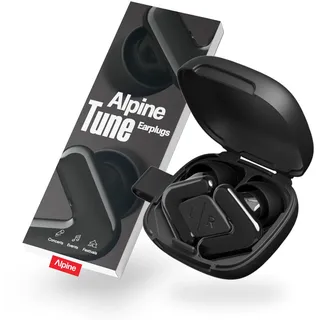 Alpine Tune Gehörschutz Konzert Ohrstöpsel | Hi-Fi | 19dB SNR | Schwarz | Kristallklarer & ausgewogener Klang. Ergonomische ovale Aufsätze, 4 Größen (XS-L), Für Festivals, Partys, Raves & Clubs.