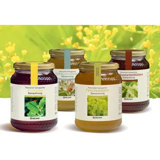 Dunkle Sortenhonige  Honigpaket 4 Gläser à 1kg, Bio Probierpakete
