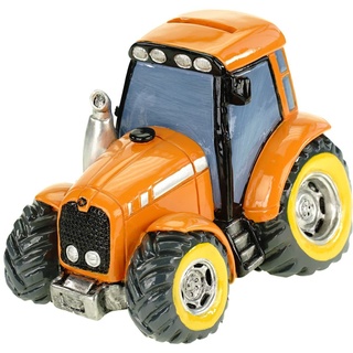 Kremers Schatzkiste große Spardose Traktor orange Deko Sparschwein Figur Bauer Bauernhof