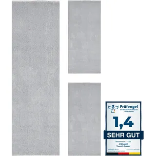 Andiamo Bettumrandung ANDIAMO "Arezzo", grau, H:16mm, Obermaterial: 100% Polyester, Bettumrandungen, Uni Farben, weicher Flor, waschbar, ideal im Wohnzimmer & Schlafzimmer