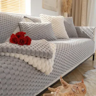 YSZBD Sofa Überzug L/u Form Sofabezug 3/2/4/1 Sitzer Sofaschoner rutschfest Ecksofa Bezug Sofahusse Hund Katze Überwurf Hundedecke Waschbar Jahreszeiten Universal,Gray-70x210cm