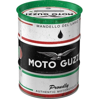 Nostalgic-Art Retro Spardose, 600 ml, Moto Guzzi – Italian Motorcycle Oil – Geschenk-Idee für Biker, Sparschwein aus Metall, Vintage Blech-Sparbüchse