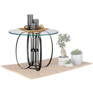 Native Home Glastisch rund, modern, Glas & Metall, als Couchtisch & Beistelltisch, HxD: 45 x 60 cm, transparent-schwarz