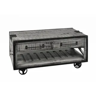 MASSIVMOEBEL24.DE Couchtisch Mango grau lackiert 112 x 61 x 55 cm