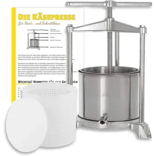 Käsepresse (Edelstahl/Alu) + 1200 g Käseform inkl. Pressdeckel --