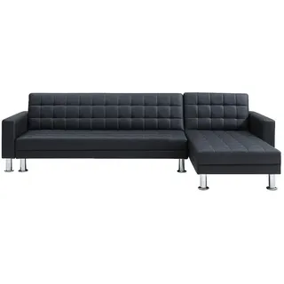 Vente-Unique Schlafsofa, Schwarz, Leder, Uni, 5-Sitzer, 290x79x173 cm, Wohnzimmer, Sofas & Couches, Schlafsofas