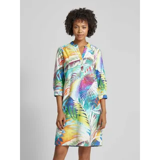 Knielanges Kleid mit Allover-Print, Blau, 46