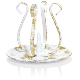 Kerzenhalter Eisen weiß/gold Höhe 8 cm für Kerzen Ø 3 - 4 cm, Ideal für Taufkerzen, Kommunionkerzen