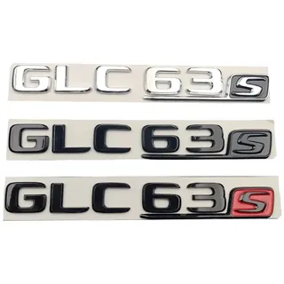 ERAKAFZTTK 3D ABS Chrom Schwarz Logo GLC63S Emblem Buchstaben Aufkleber Auto Stamm Abzeichen Aufkleber Fit for Mercedes Benz GLC 63S AMG GLC 63 S Zubehör(Glossy Black)