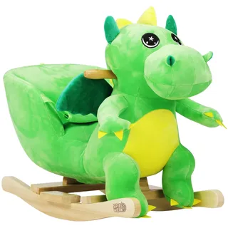 Deuba Spielwerk® Schaukeltier Dino inkl. Sound Effekt Sicherheitsgurt Plüsch Schaukel Wippe Kinder Baby Spielzeug Balancetraining besonders weich Schaukelpferd