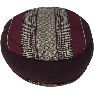 GURU SHOP Rundes Meditationskissen, Yoga Kissen, Yogakissen, Sitzkissen, Bodenkissen, Dekokissen - Braun/rot, 18x30x30 cm