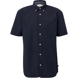 s.Oliver Regular Fit: Kurzarmhemd mit Struktur-Streifen und Button-Down-Kragen - blau - M