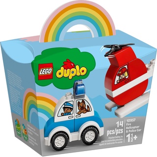 LEGO® Konstruktionsspielsteine LEGO® Duplo 10957 Mein erster Feuerwehrhubschrauber und Polizeiauto, (16 St)