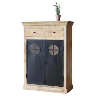 baario Highboard Highboard DEU Industrial Style, Massivholz mit Schublade 90cm breit braun