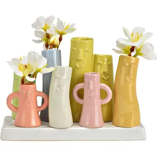 G. Wurm Vase "Gesichter" in Bunt - (B)18 x (H)12 x (T)8 cm