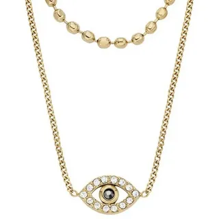Fossil Kette mit Anhänger Halskette-Anhänger Damen Sutton Evil Eye Edelstahl Gold-Ton JF0479271