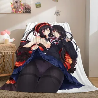 DATE A LIVE Tokisaki Kurumi Anime Flanell 3D Digital gedruckte Decke Bettwäsche Fit Office Home