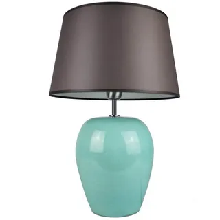 Signature Home Collection Nachttischlampe Nachttischlampe rund Keramiklampe in Keramik, ohne Leuchtmittel, warmweiß, Keramiklampe Nachttischlampe türkis mit Lampenschirm grün