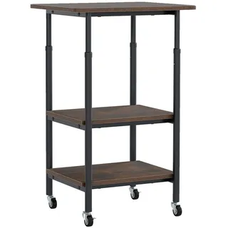 Costway 3-stufiger Druckerständer, höhenverstellbar, Druckerwagen mit Ablagen und Rollen, 49 x 40 x 77 cm (braun)