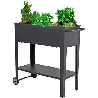Spetebo - Fahrbares Hochbeet 80x35 Cm - Metall Gemüse Beet Mit Rollen - Pflanzbeet Rollbar