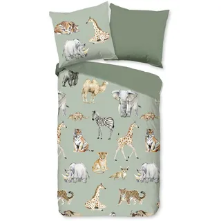 PURE luxury collection Safari Tiere Grün 135 x 200 cm + 2 x 80 x 80 cm