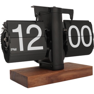 Flip Uhr Retro Digitale Wanduhr Batterie betrieben Tischuhr Große Zahlen Sichere Basis Kreative Flip Clock Desk Clock für Zuhause Büro Schule Hotel Café (Black)