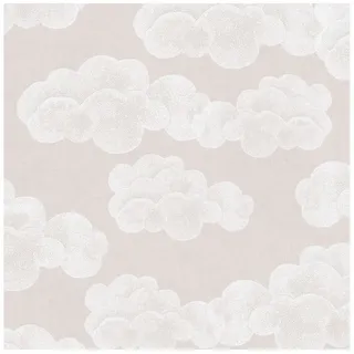 Profhome Kinder Tapete Wolken 0,53 m x 10 m 1 Rolle 5,33 m2 Beige/Weiß 771433-GU