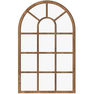 Dinntty Fenster-wandspiegel Holzrahmen, Wanddekoration, Rustikaler Vintage-Spiegel in Gewölbter Fensterform, Dekorativer Bauernhaus-eingangsspiegel Für Wohnzimmer, Badezimmer, Schlafzimmer