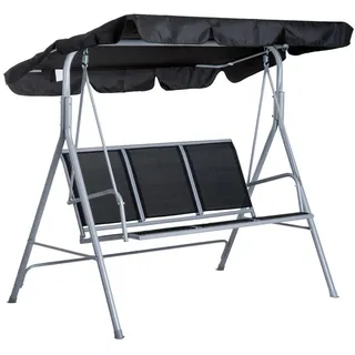 Outsunny Hollywoodschaukel Schwarz 3-Sitzer