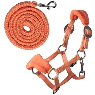 Holly & Claire HKM 15691 Hobby Horse Halfter mit Fleece | Realistisches Steckenpferd Zubehör für Kinder | Weich gepolstertes Spielzeugpferd-Halfter | Hochwertige Hobbyhorsing Ausrüstung (Orange)