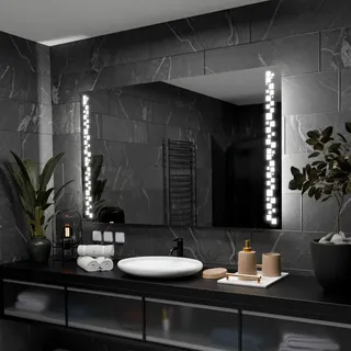 Badspiegel mit LED Beleuchtung - Detroit - 120 cm, 80 cm - Silber
