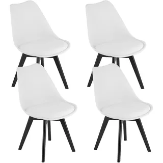 Home Collective 4er Set Esszimmerstuhl Stuhl Wohnzimmerstuhl, in insgesamt 11 Farben, 4X Weiss mit Kunststoffbeinen in schwarz, bequemer & Stabiler Schalenstuhl